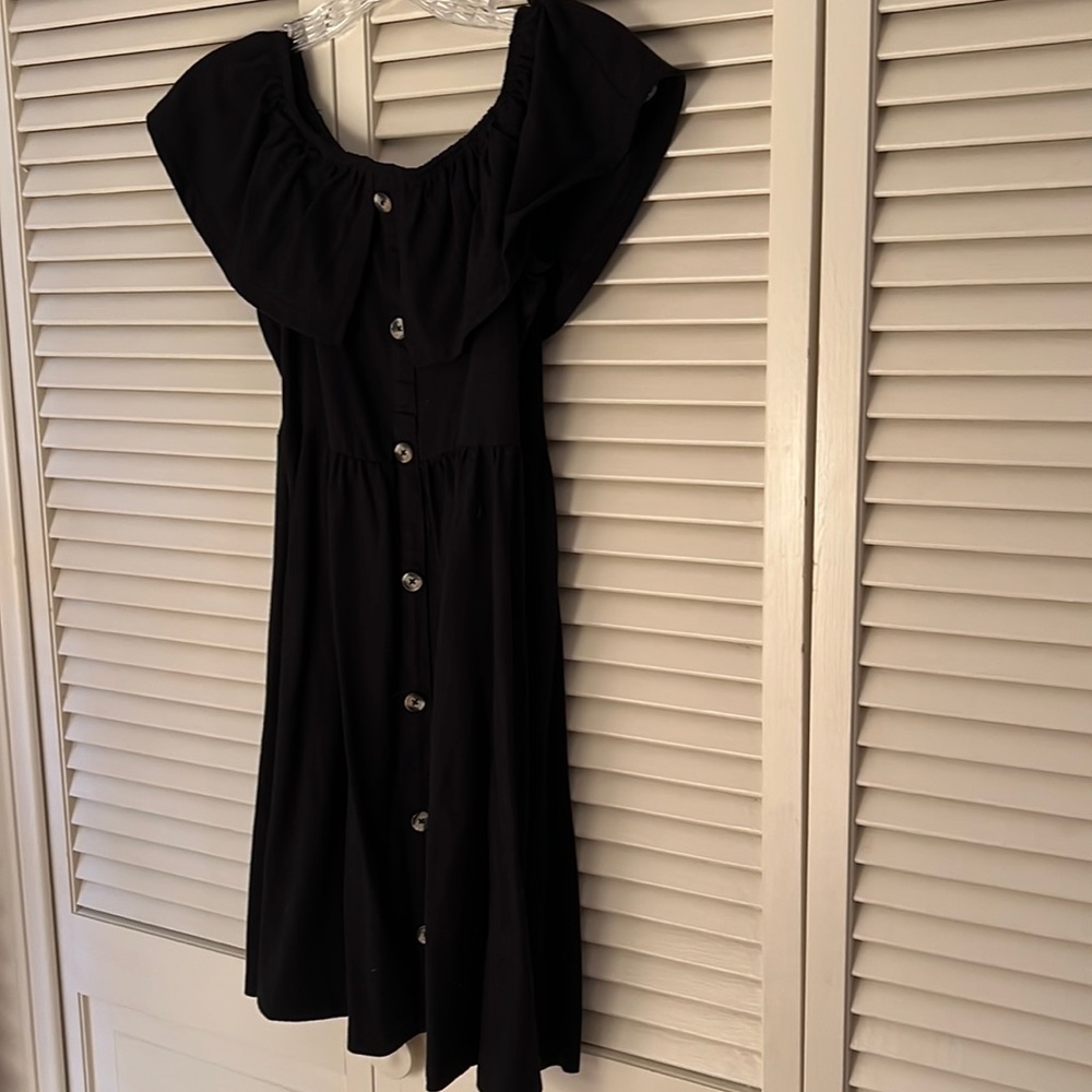 ASOS black button down mini dress (sleeves can be off shoulder or on shoulder)
